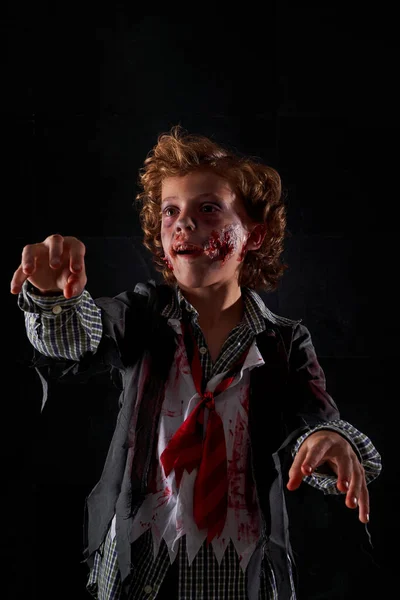 Boy Face Zombie Make Halloween Character Zombie Expression — Stock Photo, Image