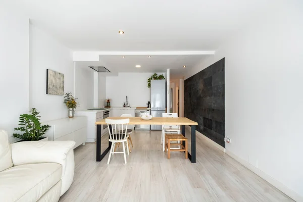 Contemporary Interior Spacious Studio Apartment Comfortable Furniture Designed Minimal Style — Stock Photo, Image