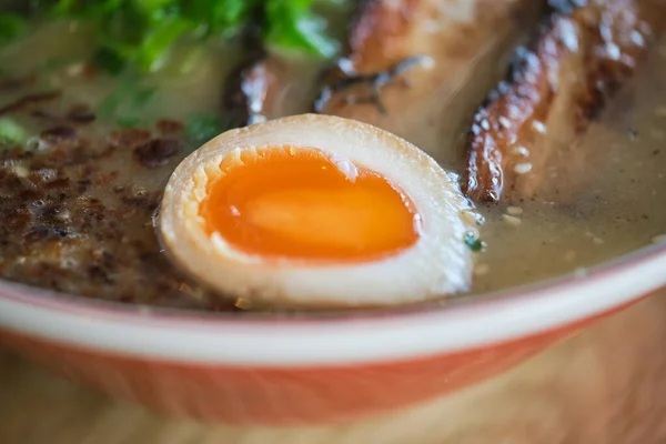 Stock Photo Yummy Ramen Soup Boiled Egg Meat Japanese Restaurant — Stock Photo, Image
