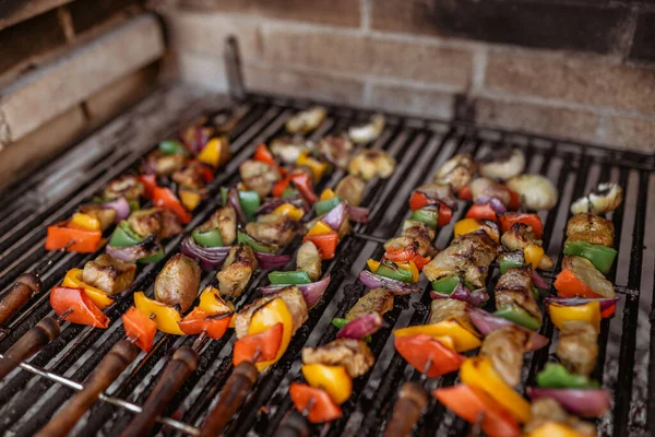 Cooking Skewers Barbecue — стоковое фото
