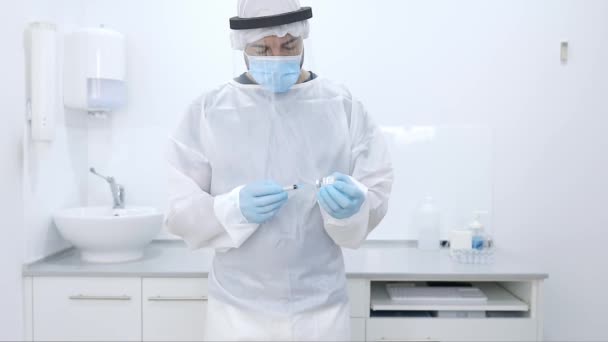 Crop Focused Professional Male Medical Practitioner Surgeon Gown Gloves Face — 비디오