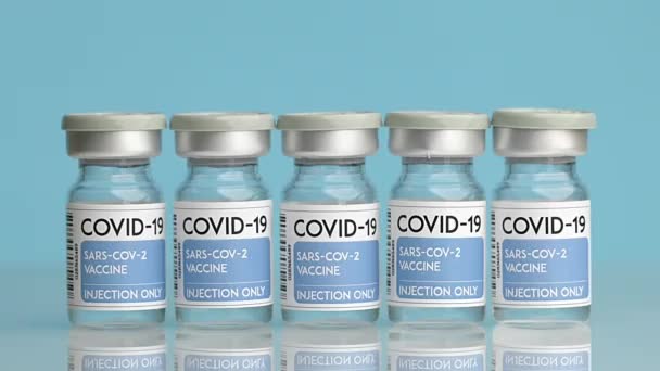Coronavirus Covid Aşıları Arka Plandaki Laboratuvarda Kapatın — Stok video