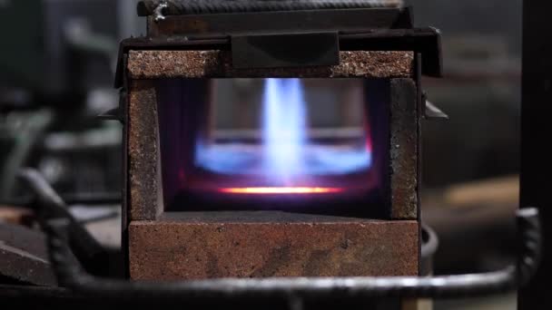 製錬所の高温炉溶融金属工具の燃焼 — ストック動画