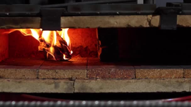 Brandende Vlam Van Ontvlammingsprocédé Industriële Oven Voor Het Smeden Van — Stockvideo