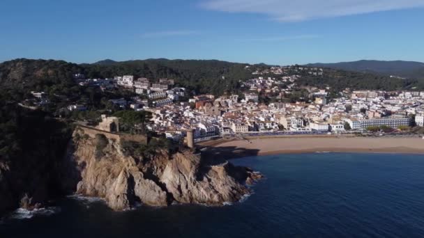 Luftaufnahme Einer Betagten Stadt Mit Wohnhäusern Der Küste Der Nähe — Stockvideo