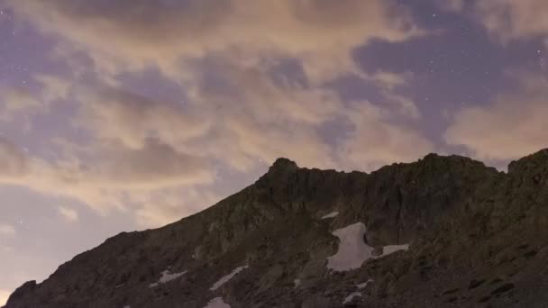 Time Lapse Some Clouds Starry Sky Background Some Mountains — Stock Video