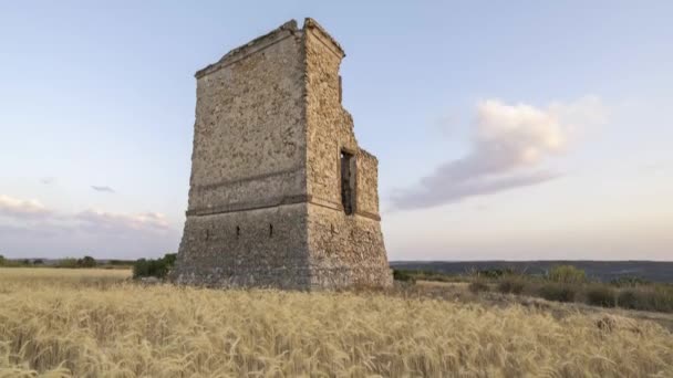Blick Auf Die Ruinen Des Alten Optischen Telegraphenturms Von Perales — Stockvideo