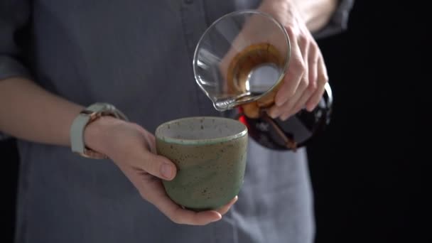 Barista Pouring Coffee Cup Stock Video