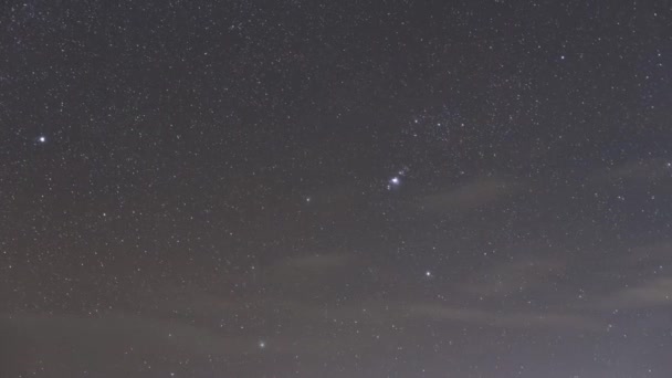 Временной Промежуток Метеоритного Дождя Близнецы Созвездии Ориона Темной Ночи Звездное — стоковое видео