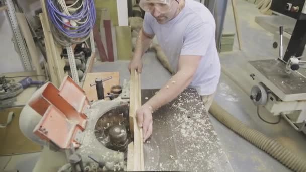 Footage Carpenter Making Woodwork Workshop — Stock Video