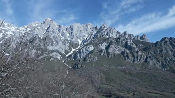 在西班牙 皮科斯德欧罗巴山脉陡峭的地面上生长着茂密的树木 风景如画 — 图库视频影像
