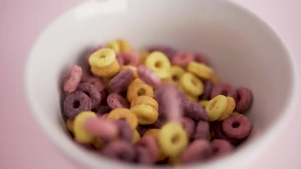 Anillos Cereales Colores Tazón — Vídeo de stock