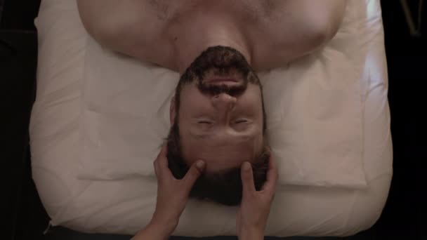Adult Man Enjoying Massage Spa Salon — Stock Video
