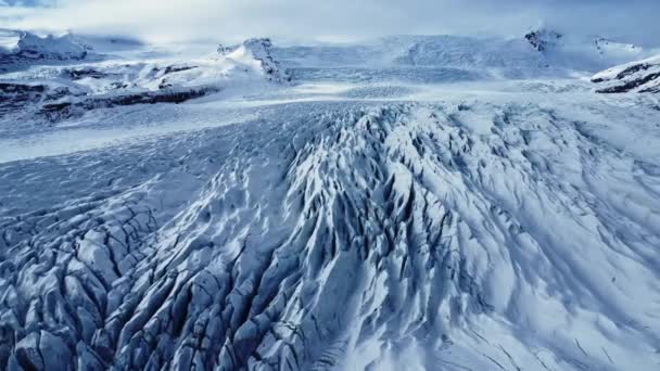 Schilderachtige Landschap Van Schilderachtige Berghelling Bedekt Met Sneeuw Vatnajokull National — Stockvideo
