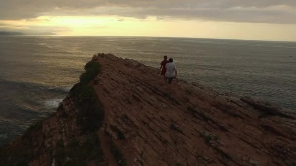 Από Πάνω Από Drone Άποψη Της Αγνώριστη Ρομαντικό Ζευγάρι Φιλιά — Αρχείο Βίντεο