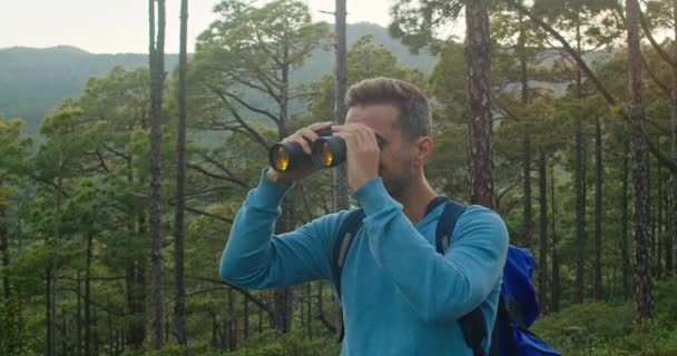 Zoom Vue Touristes Masculins Matures Heureux Avec Sac Dos Souriant — Video