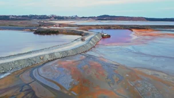 Breathtaking Drone View Colorful Rivers Sandy Terrains Mining Park Located — Stock Video