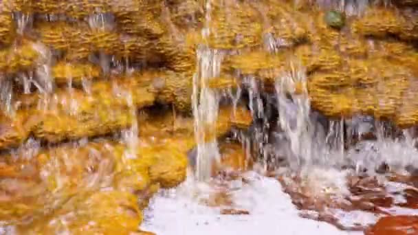Formation Stromatolites Waterfall Mining Park Located Minas Riotinto Town Sunny — Stock Video