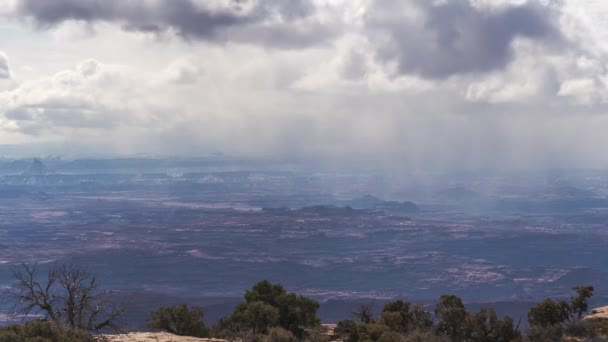 Från Ovan Hisnande Landskap Steniga Formationer Högländerna Canyonlands National Park — Stockvideo