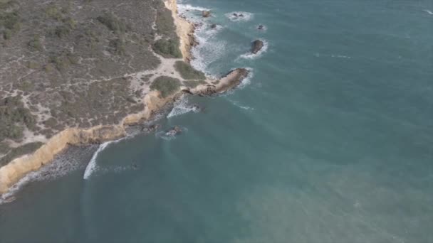 Vue Couper Souffle Drone Des Vagues Mousseuses Mer Bleue Puissante — Video