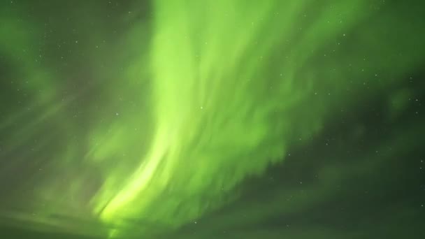 挪威冬季明亮的北方绿光照亮了漆黑的天空 — 图库视频影像