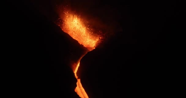 Kráteru Noci Valila Horká Láva Magma Cumbre Vieja Sopečná Erupce — Stock video