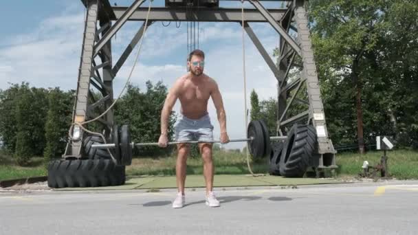 Hälsosam Livsstil Och Friluftsträning Fitness Man Gör Sport Aktivitet Utomhus — Stockvideo