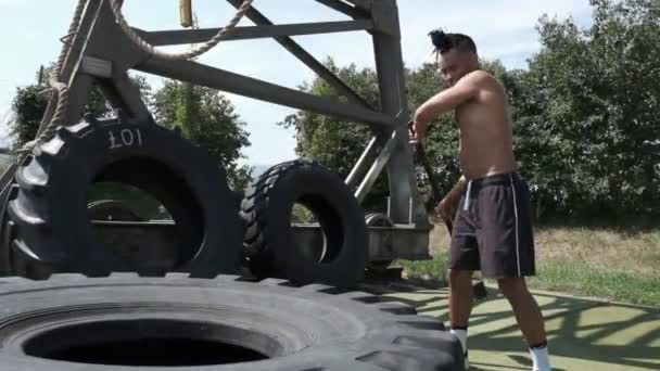 Sunn Livsstil Utendørs Trening Fitness Man Gjør Sportsaktivitet Utenfor Trening – stockvideo