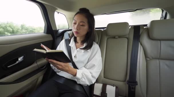 Executive Businesswoman Siedząca Taxi — Wideo stockowe
