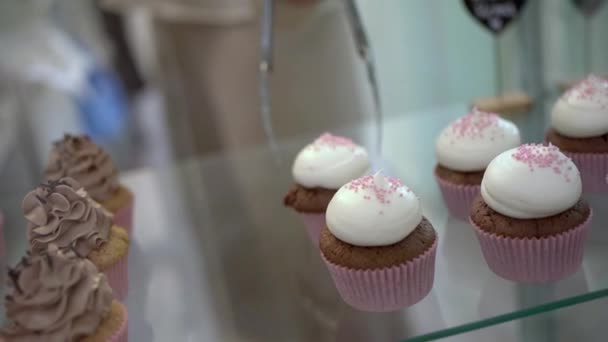 Cupcakes Close Uitzicht Winkel — Stockvideo