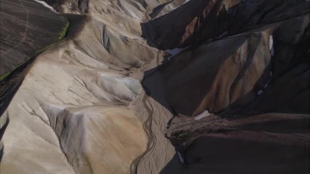 Vue Panoramique Droite Drone Une Étroite Rivière Sinueuse Qui Coule — Video