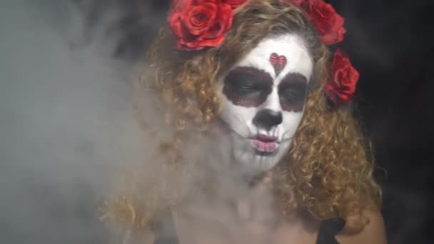 Halloween Componen Cráneo Azúcar — Vídeo de stock