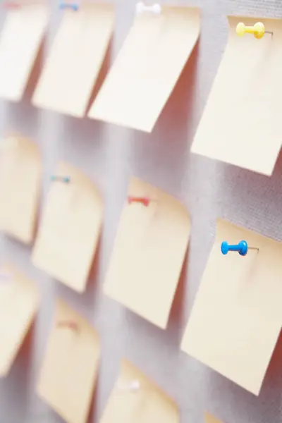 Sticky Notes Bulletin Board Close View — Stock Photo, Image
