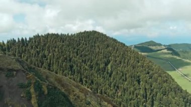 Azores 'deki geniş bir ormanın yoğun ve canlı yeşilliğini çeken hava görüntüsü bu uzak yerin doğal güzelliğini ve dinginliğini gözler önüne seriyor.