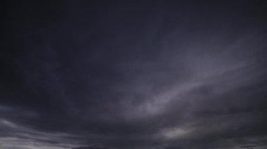 Gökyüzünü dolduran dramatik, girdap gibi fırtına bulutlarının yer aldığı, atmosferik değişimlerin büyüleyici dinamiklerini gösteren bir zaman dilimi videosu..