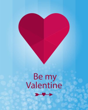 Happy Valentine's day card vector design on blue background. Pink heart.