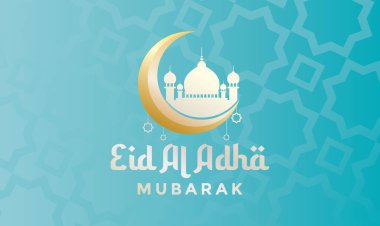 Güzel ay ve cami süsleri olan Kurban Bayramı arkaplanı