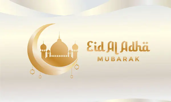 Kurban Bayramı altın sarısı, ay ve cami süsleri.