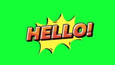 Animasyon Hello Çizgi Roman Yeşil Ekran