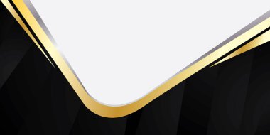 Altın kıvrımlı çizgi vektörüyle soyut siyah beyaz arkaplan