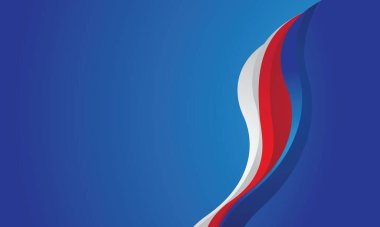 Mavi arkaplanda soyut kırmızı ve beyaz dalgalar