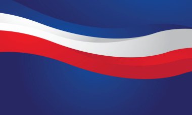 Mavi zemin üzerinde soyut kırmızı beyaz dalgalar modern tasarım