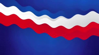 Mavi arka planda kırmızı beyaz dalgalar modern tasarım