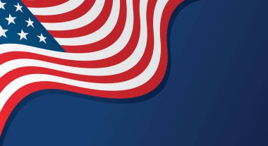 Amerikan bayrağı basit mavi arkaplan, dalga bayrağı