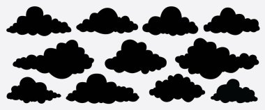Bulutlar siluet simgesi beyaz arkaplanda izole edildi