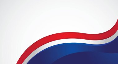 Beyaz arkaplanda kırmızı mavi bayrak dalgalanıyor