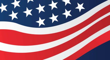 Dalgalı bayrak, kırmızı ve beyaz çizgili mavi arka planda yıldızlar