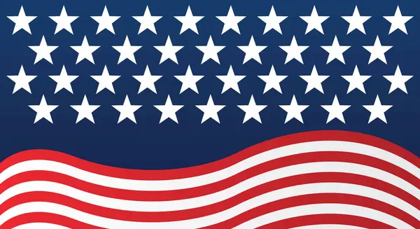 Amerika Birleşik Devletleri bayrak sallıyor, vektör illüstrasyonu, yıldız kırmızı, beyaz mavi