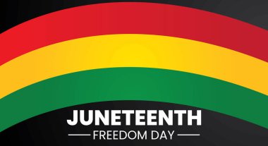 Siyah arkaplanda kırmızı, sarı, yeşil Afrika bayrağı renginde Bağımsızlık Günü pankartı