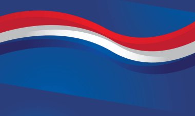 Mavi zemin üzerinde soyut kırmızı ve beyaz dalgalar modern tasarım